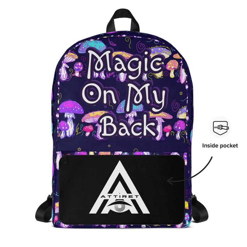 Magic on My Back Shroom Luxury Backpack | Festival Bag | Rave bag | Psychedelic Humor | Unisex Backpack | Overnight Bag