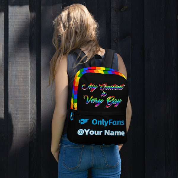 Onlyfans Custom Personalized  My Content is Very Gay Backpack Luxury Unisex Bag | Adult Content Creator |