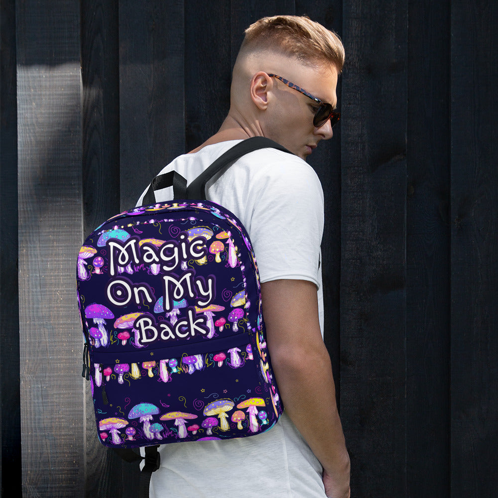 Magic on My Back Shroom Luxury Backpack | Festival Bag | Rave bag | Psychedelic Humor | Unisex Backpack | Overnight Bag