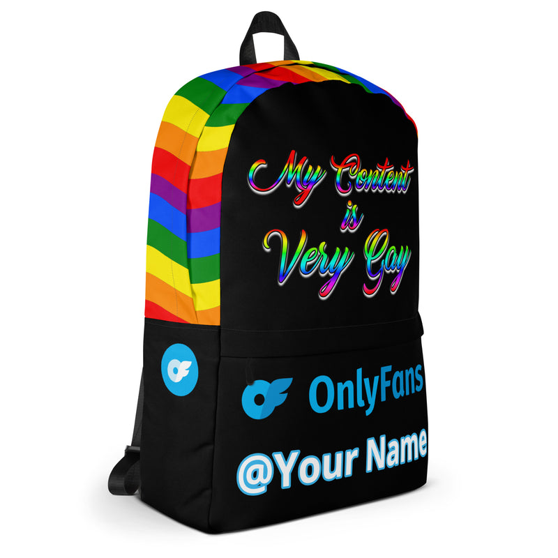 Onlyfans Custom Personalized  My Content is Very Gay Backpack Luxury Unisex Bag | Adult Content Creator |