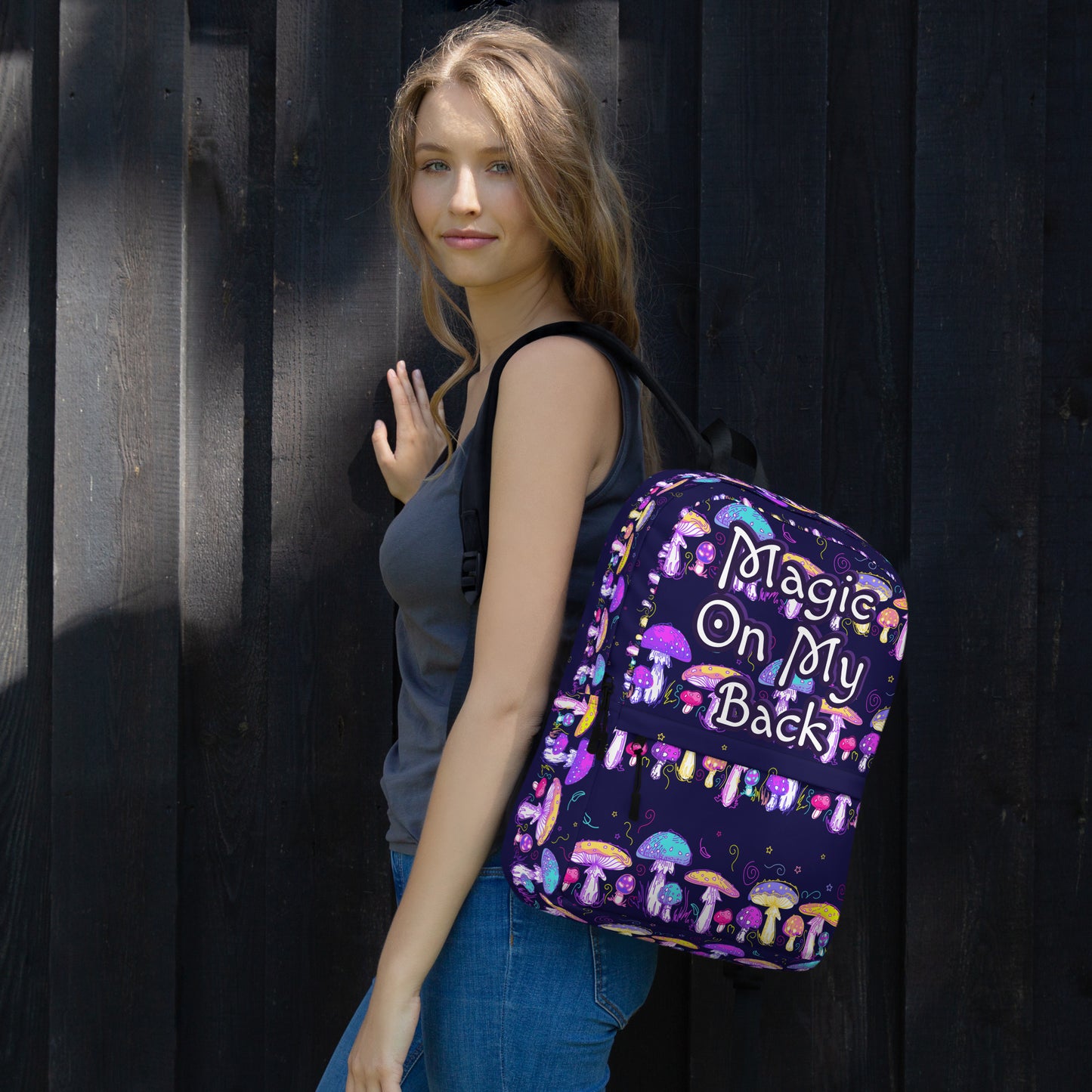 Magic on My Back Shroom Luxury Backpack | Festival Bag | Rave bag | Psychedelic Humor | Unisex Backpack | Overnight Bag