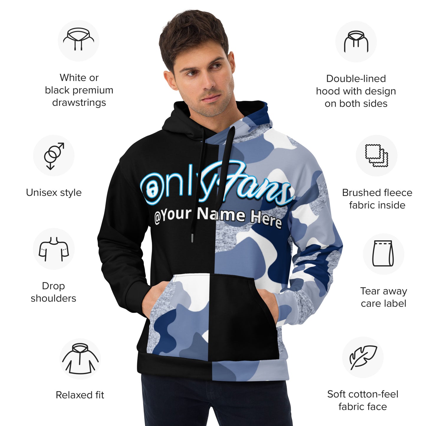 Onlyfans Camo Personalized Custom Gender- Neutral Unisex Hoodie