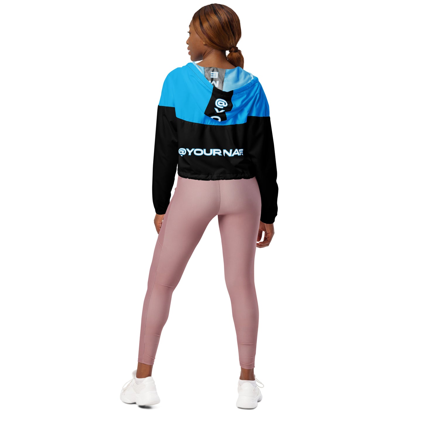 Onlyfans Personalized Custom Women’s cropped Windbreaker Jacket (Blue/Blk) - Attire T LLC
