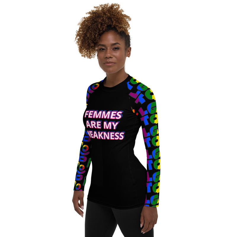 Femme Are My Weakness LBGT PROUD Sleeves Women's Rash Guard - Attire T LLC