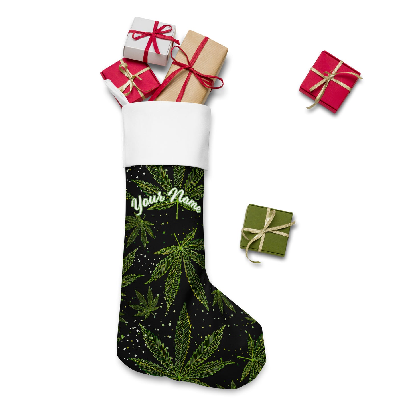 Blaze in Style: Personalized Custom Name Weed 420 Ganja Stoner Gifts Christmas Stocking!