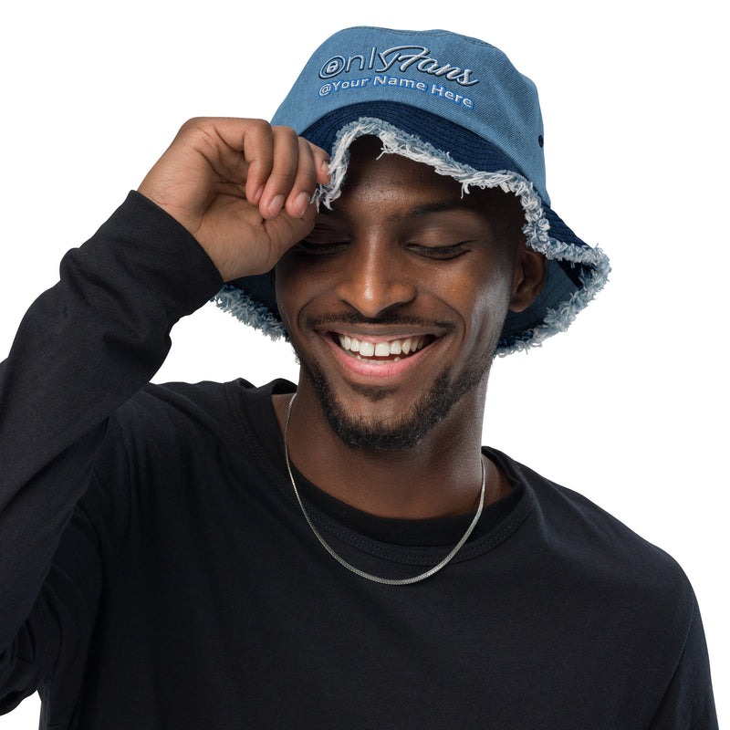 Onlyfans Personalized Custom Name Unisex Distressed denim bucket hat