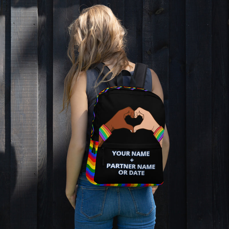 Personalized Custom Name Couples Love Pride LGBTQ+ Backpack