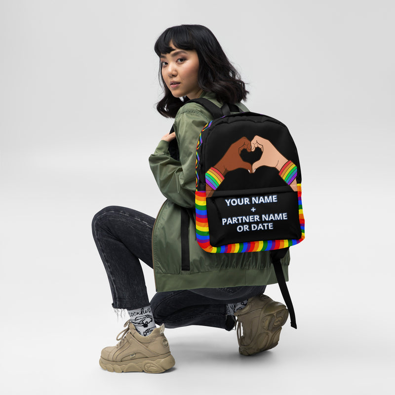 Personalized Custom Name Couples Love Pride LGBTQ+ Backpack