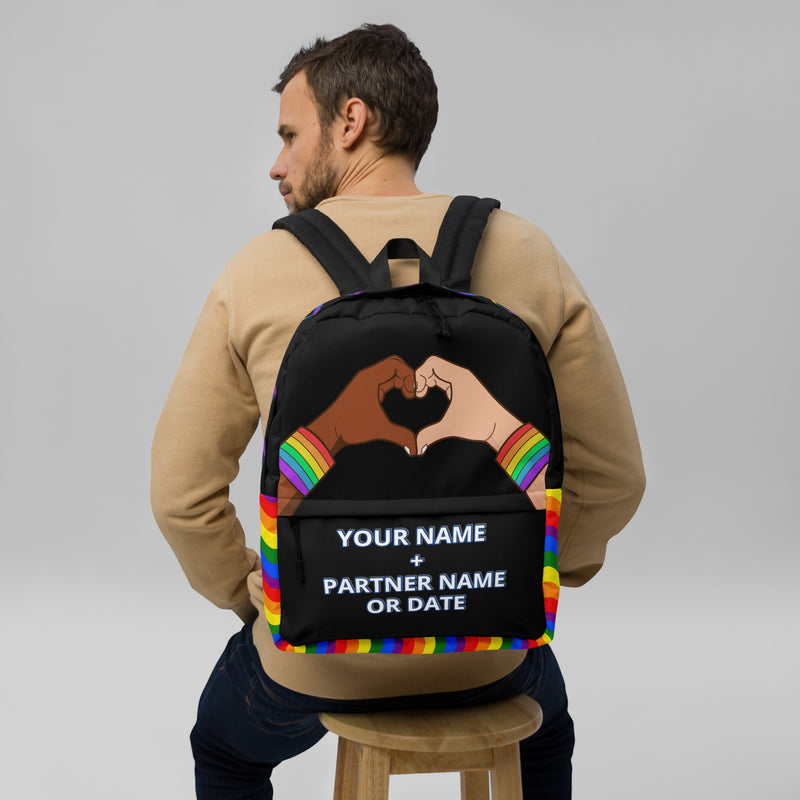 Personalized Custom Name Couples Love Pride LGBTQ+ Backpack