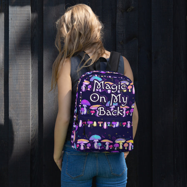 Magic on My Back Shroom Luxury Backpack | Festival Bag | Rave bag | Psychedelic Humor | Unisex Backpack | Overnight Bag