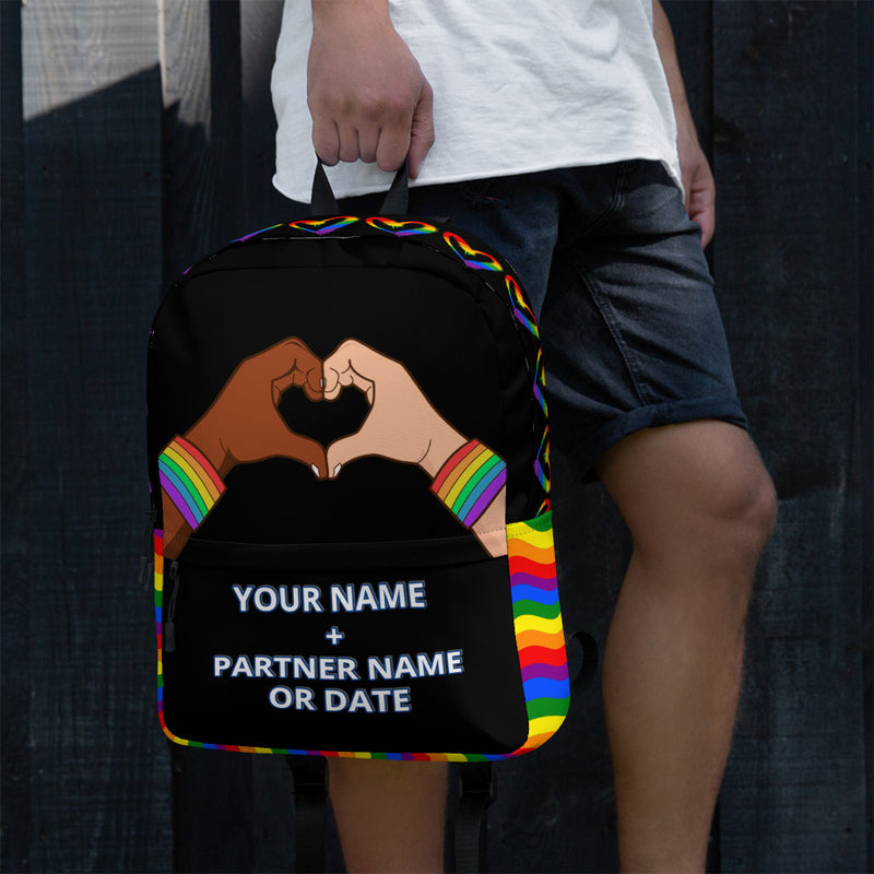 Personalized Custom Name Couples Love Pride LGBTQ+ Backpack