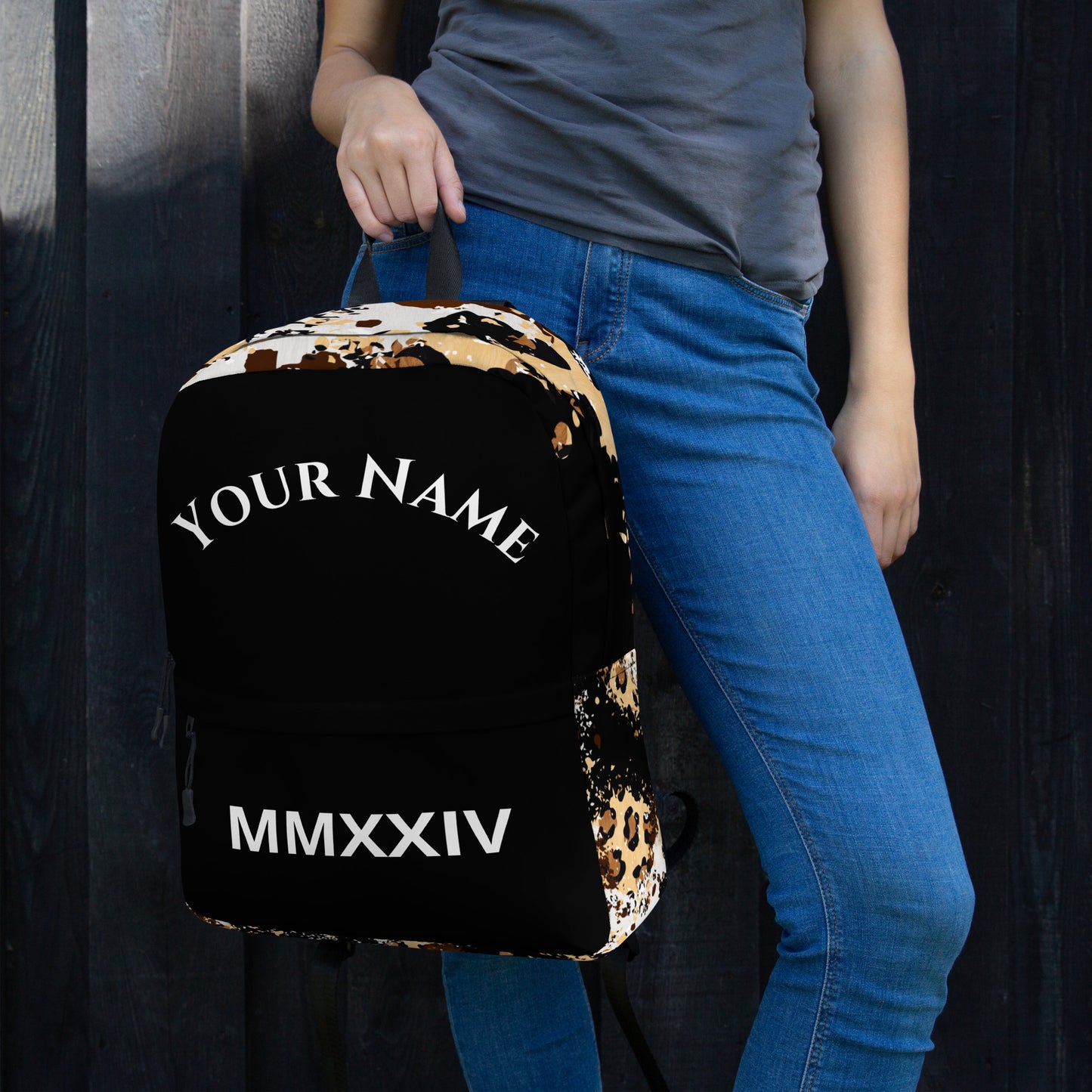Unleash Your Inner Beast: Personalized Custom Roman Numeral Animal Print Backpack