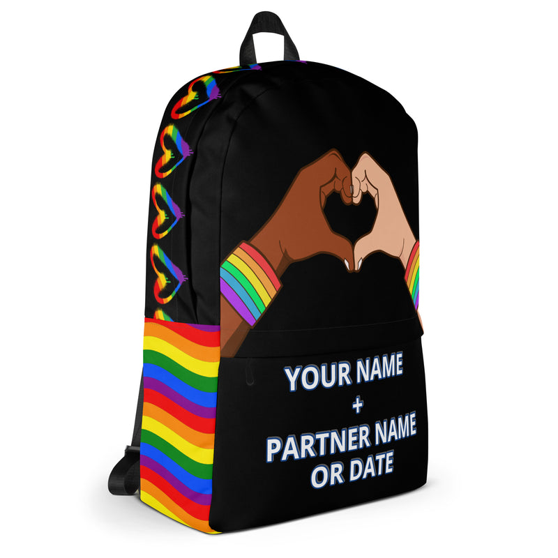 Personalized Custom Name Couples Love Pride LGBTQ+ Backpack