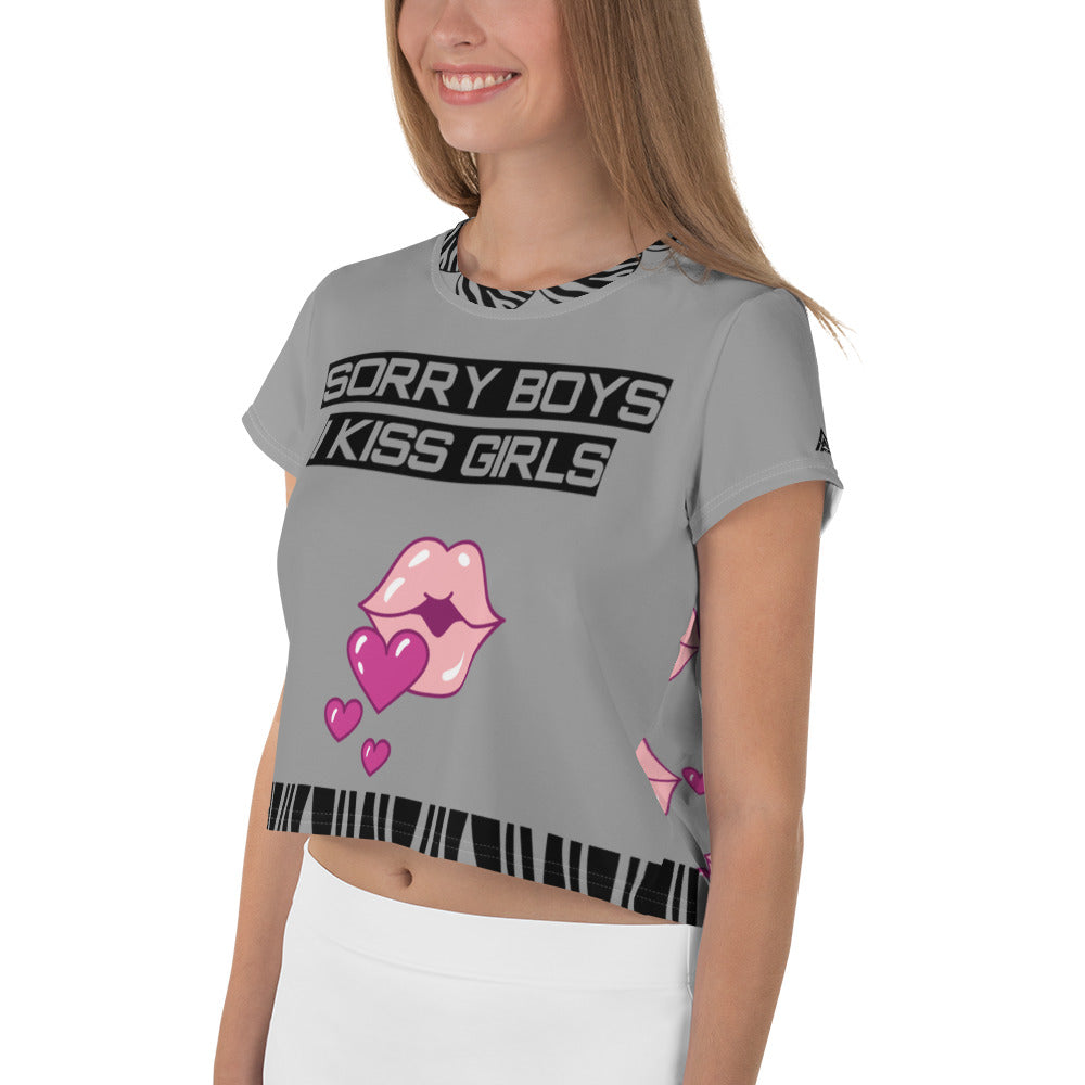 Sorry Boys I Kiss Girls LGBT Pride Funny Crop Top Shirt Tee