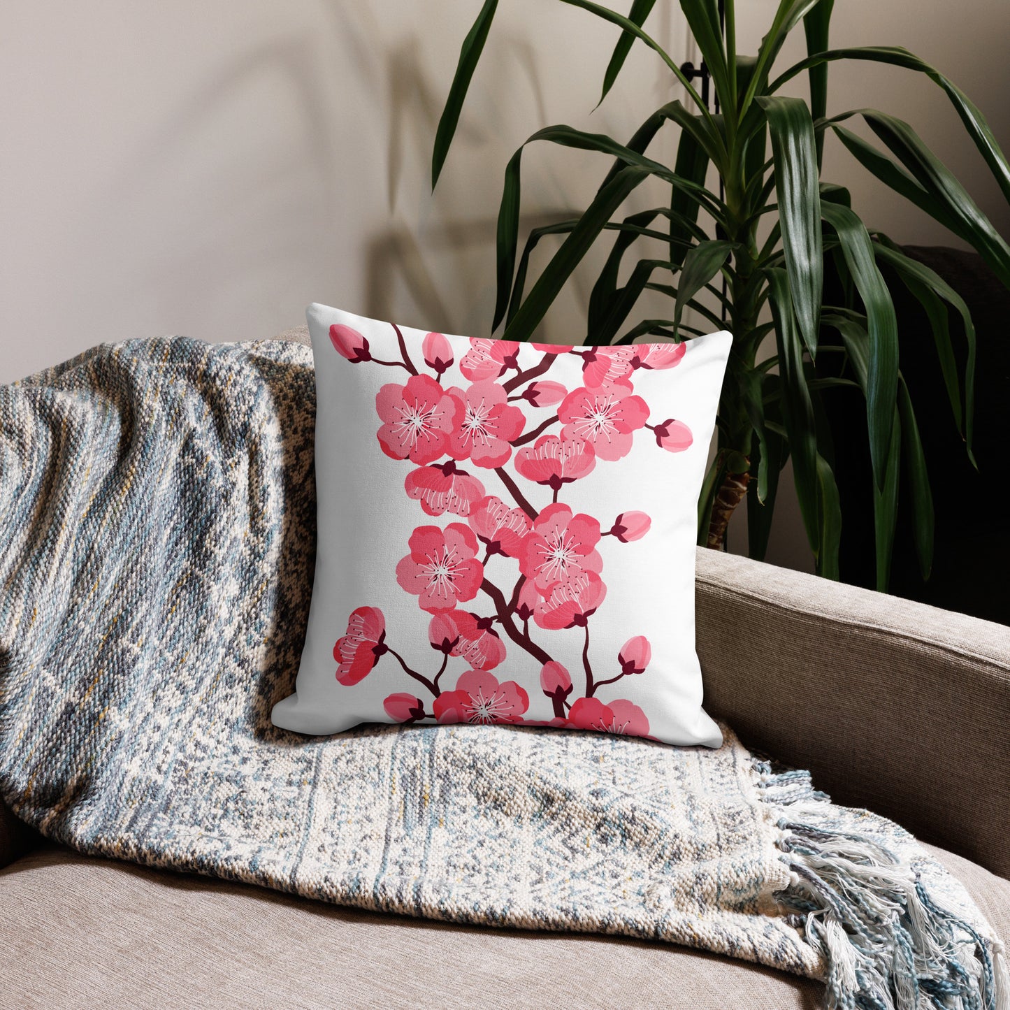 Blossom Bliss: 2 in 1 Custom Reversible Cherry Blossom Pillow Cover – Transform Your Space with Dual Designs!