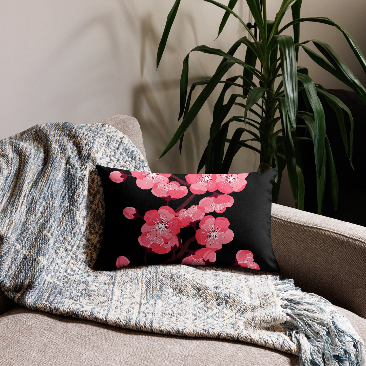 Blossom Bliss: 2 in 1 Custom Reversible Cherry Blossom Pillow Cover – Transform Your Space with Dual Designs!