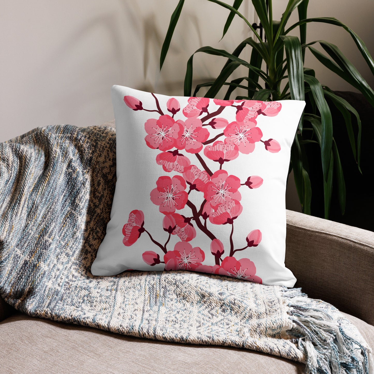Blossom Bliss: 2 in 1 Custom Reversible Cherry Blossom Pillow Cover – Transform Your Space with Dual Designs!