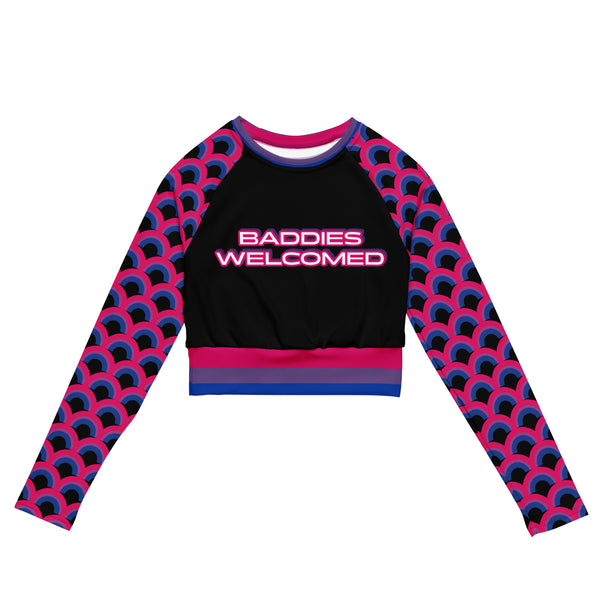 Baddies Welcomed in Bisexual Colors Recycled Eco long-sleeve crop top