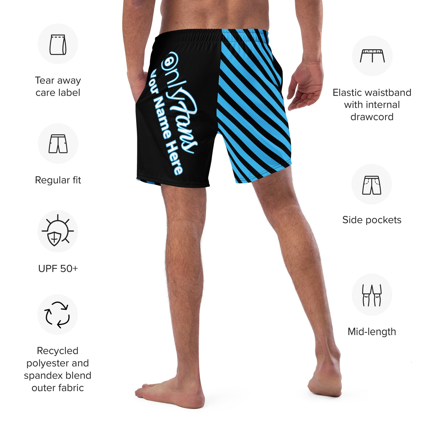 Onlyfans Personalized Custom Name Luxury Eco Men's swim trunks | Swim Shorts | Sexy Beach Attire | Content Creator