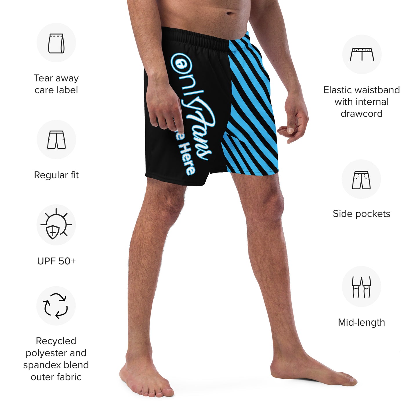 Onlyfans Personalized Custom Name Luxury Eco Men's swim trunks | Swim Shorts | Sexy Beach Attire | Content Creator