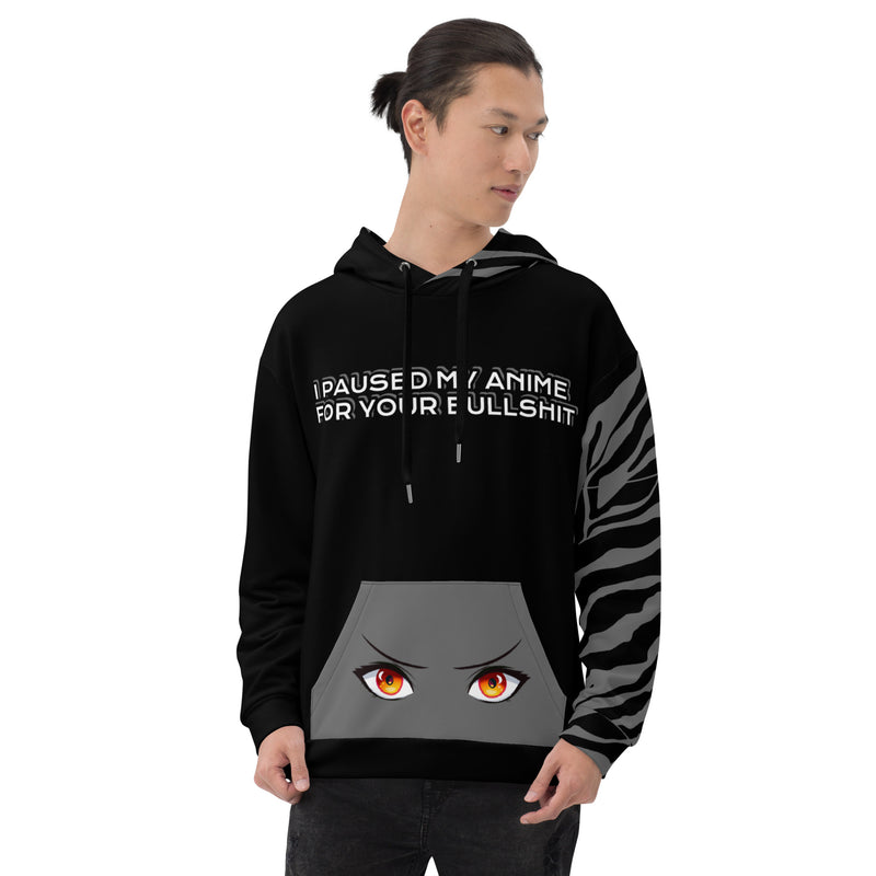 I Paused My Anime for Your Bullshit" Unisex Hoodie Zebra Edition