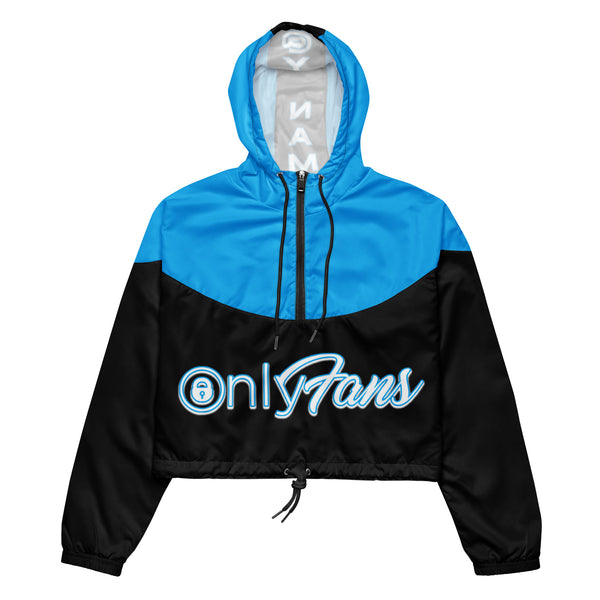 Onlyfans Personalized Custom Women’s cropped Windbreaker Jacket (Blue/Blk) - Attire T LLC