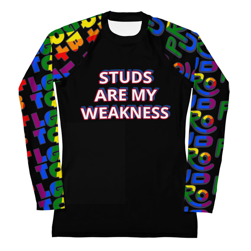 Studs Are My Weakness Women's Rash Guard Lgbt Proud on sleeves - Attire T LLC