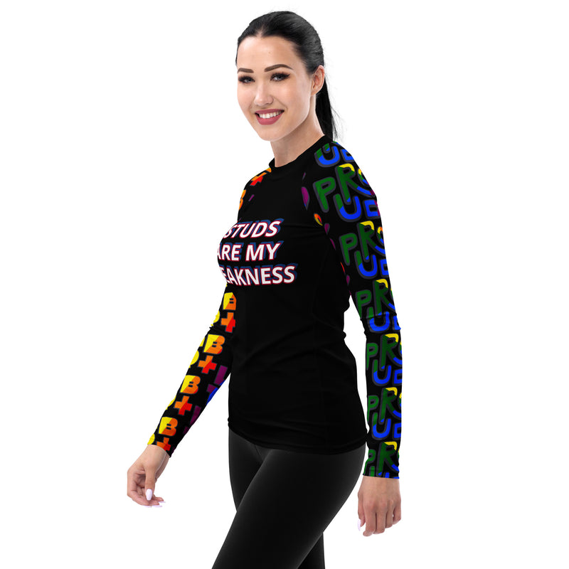 Studs Are My Weakness Women's Rash Guard Lgbt Proud on sleeves - Attire T LLC