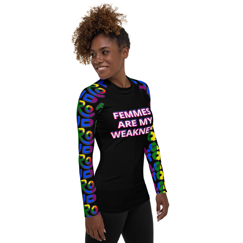 Femme Are My Weakness LBGT PROUD Sleeves Women's Rash Guard - Attire T LLC