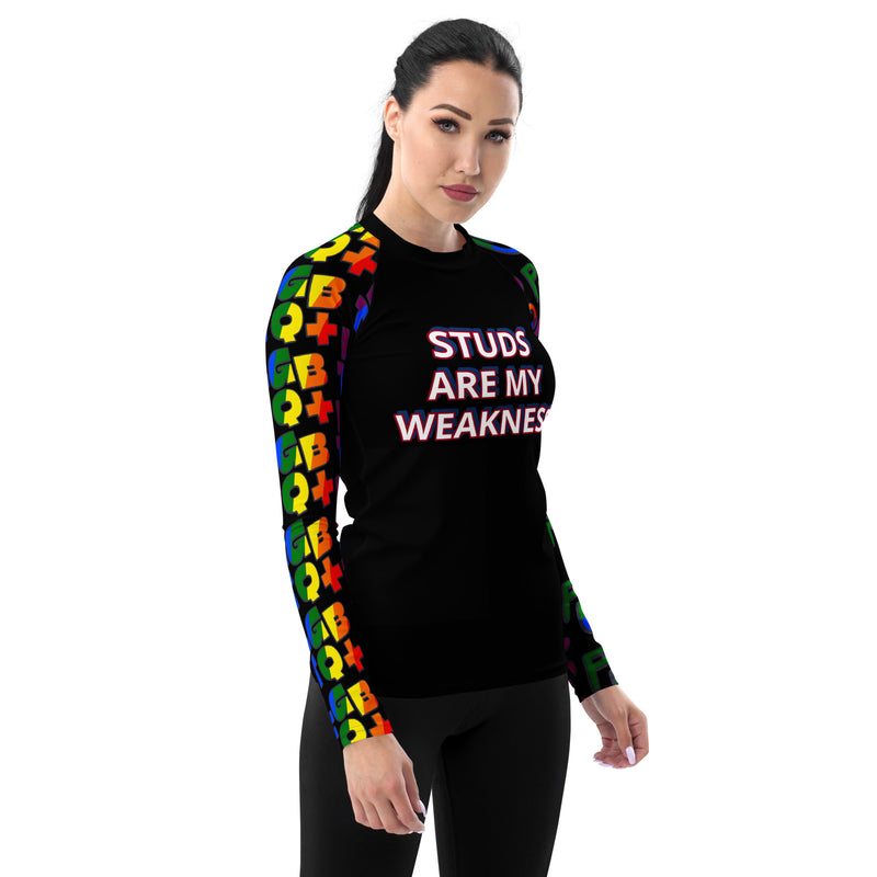 Studs Are My Weakness Women's Rash Guard Lgbt Proud on sleeves - Attire T LLC