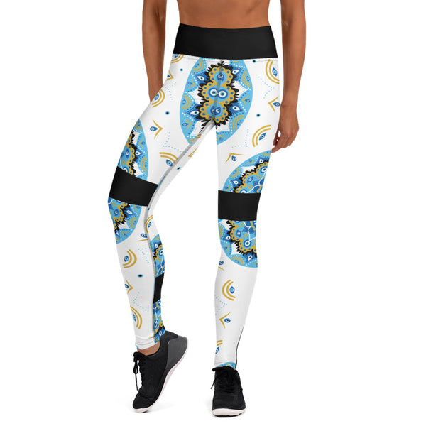 Evil Eye Bohemian Yoga Leggings, Gym, Workout tights, Protection Leggings, Stretch High Waist Leggings