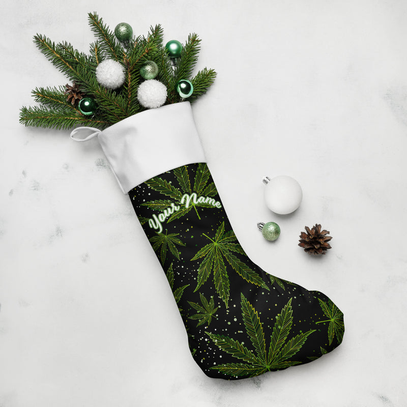 Blaze in Style: Personalized Custom Name Weed 420 Ganja Stoner Gifts Christmas Stocking!