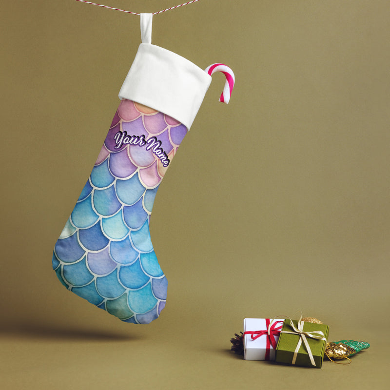 Personalized Name | Dive into the Magic of Christmas with Your Own Personalized Mermaid Scales Stocking