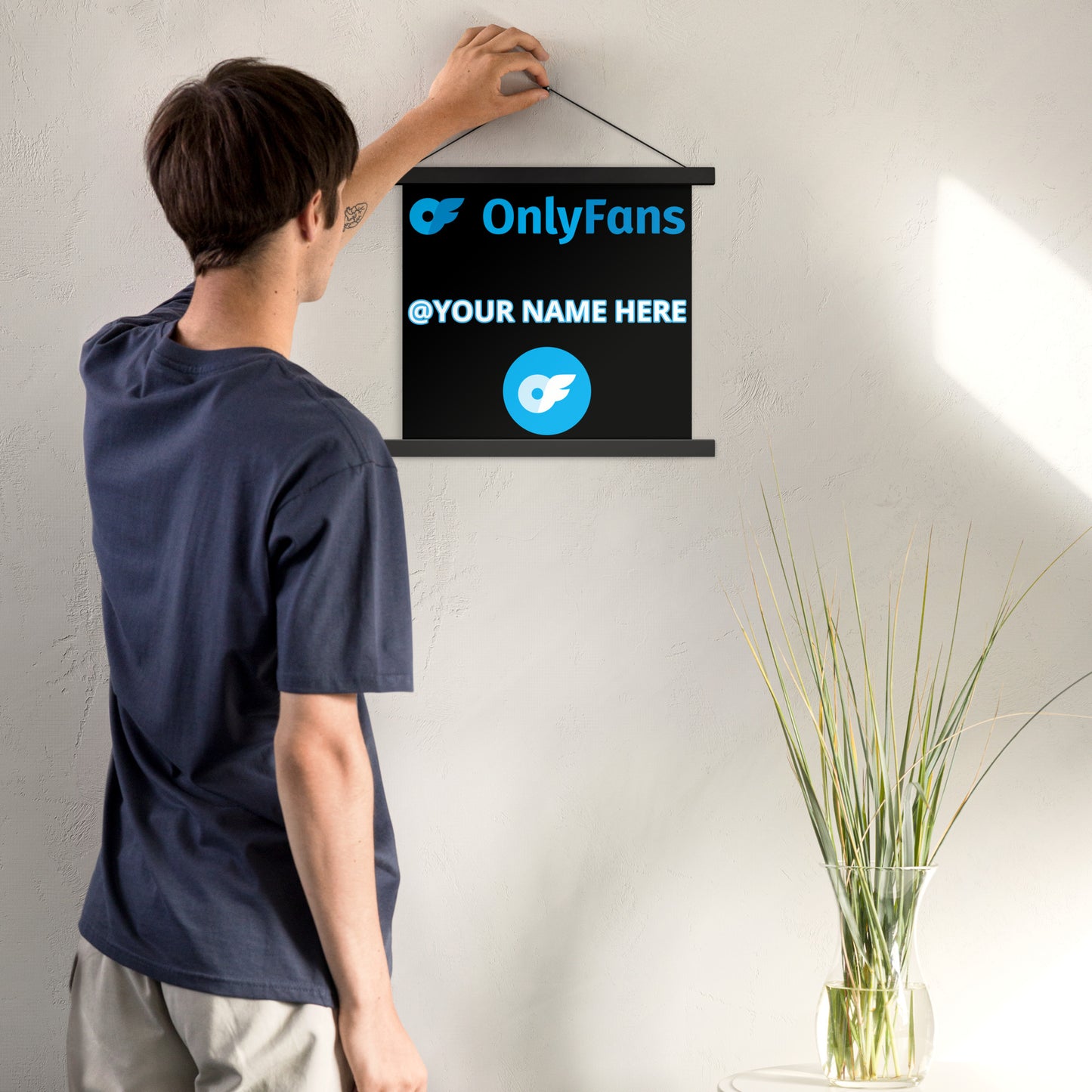 Onlyfans Hang Me Up and Watch Me Shine: The OnlyFans Personalized Custom Name Logo Poster with Natural Wood Hangers