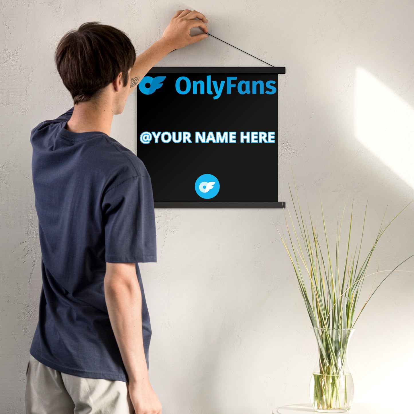 Onlyfans Hang Me Up and Watch Me Shine: The OnlyFans Personalized Custom Name Logo Poster with Natural Wood Hangers