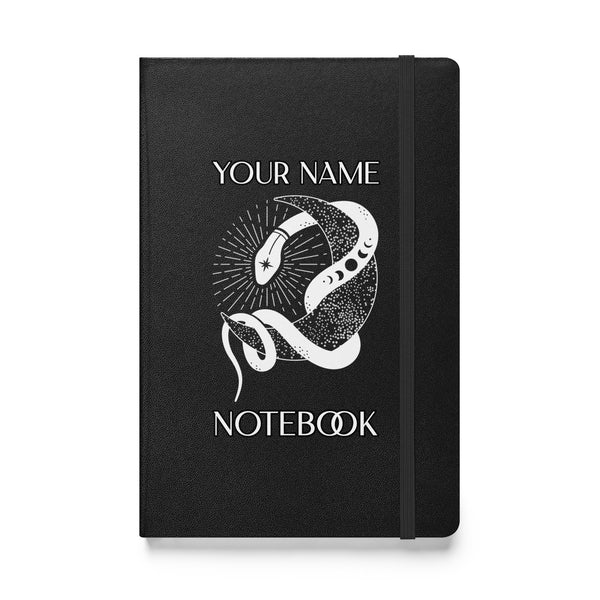 Personalized Text Notebook Custom Name Journal Blank Lined Spiritual Celestial Hardcover bound notebook