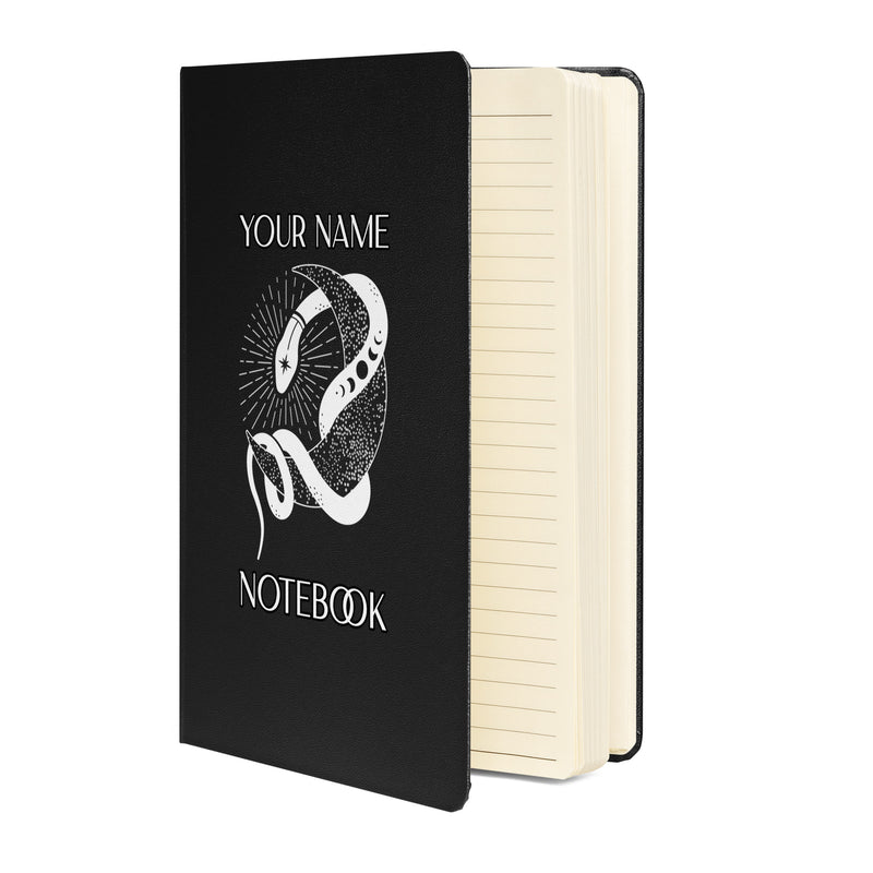 Personalized Text Notebook Custom Name Journal Blank Lined Spiritual Celestial Hardcover bound notebook