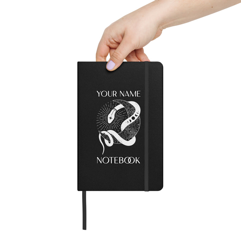 Personalized Text Notebook Custom Name Journal Blank Lined Spiritual Celestial Hardcover bound notebook