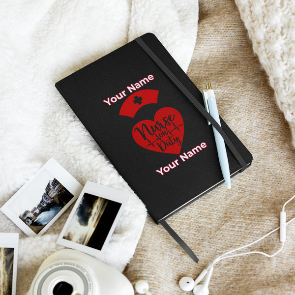 Custom Personalized Notebook Journal Name Nurse on Duty Hardcover bound Notebook  Blank Lined Journal