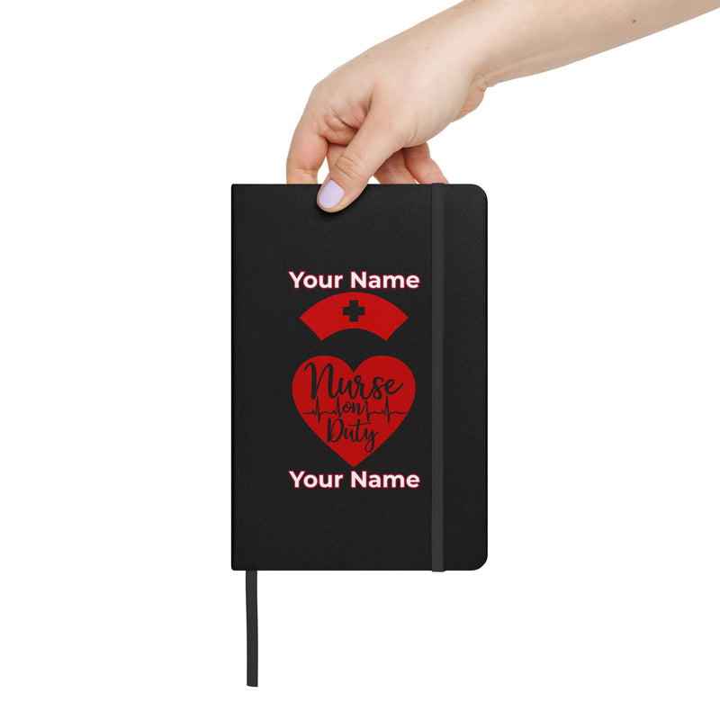 Custom Personalized Notebook Journal Name Nurse on Duty Hardcover bound Notebook  Blank Lined Journal