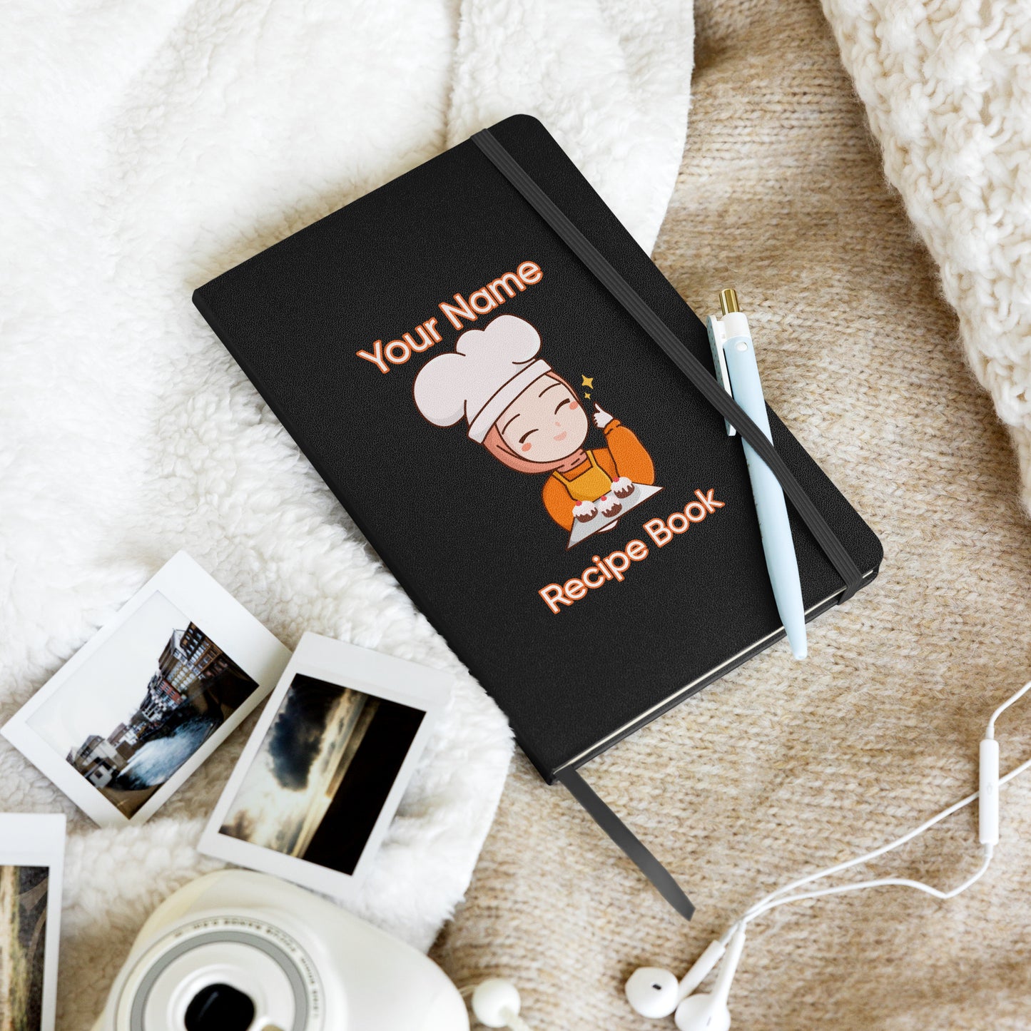 Personalized Custom Name Muslim Hijab Cook Blank Recipe Hardcover bound notebook Hardcover bound notebook