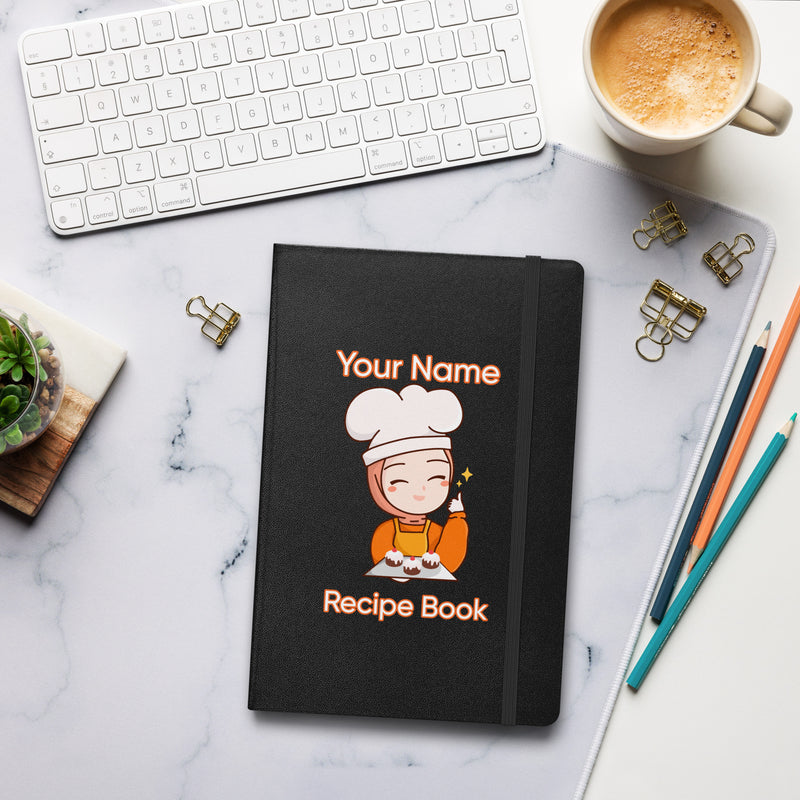 Personalized Custom Name Muslim Hijab Cook Blank Recipe Hardcover bound notebook Hardcover bound notebook