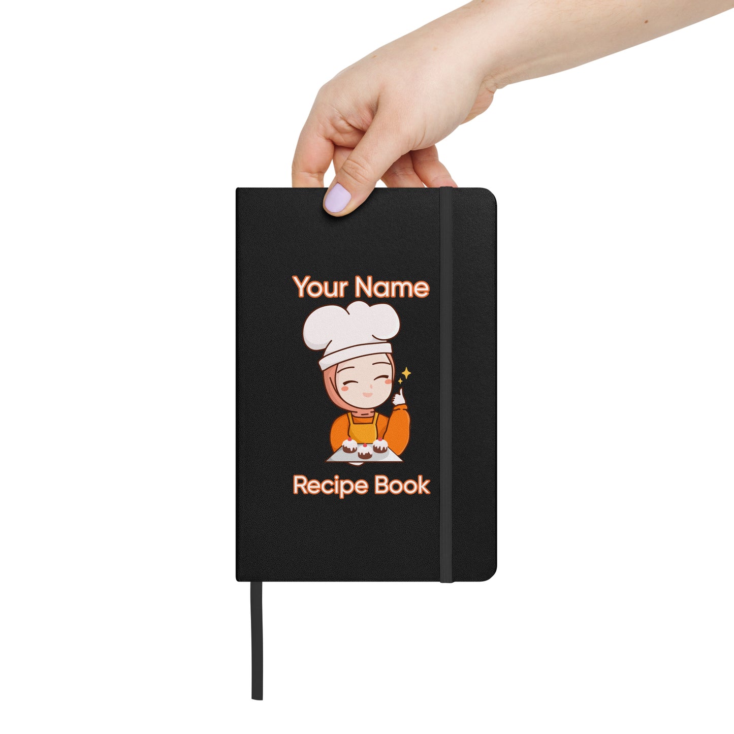 Personalized Custom Name Muslim Hijab Cook Blank Recipe Hardcover bound notebook Hardcover bound notebook