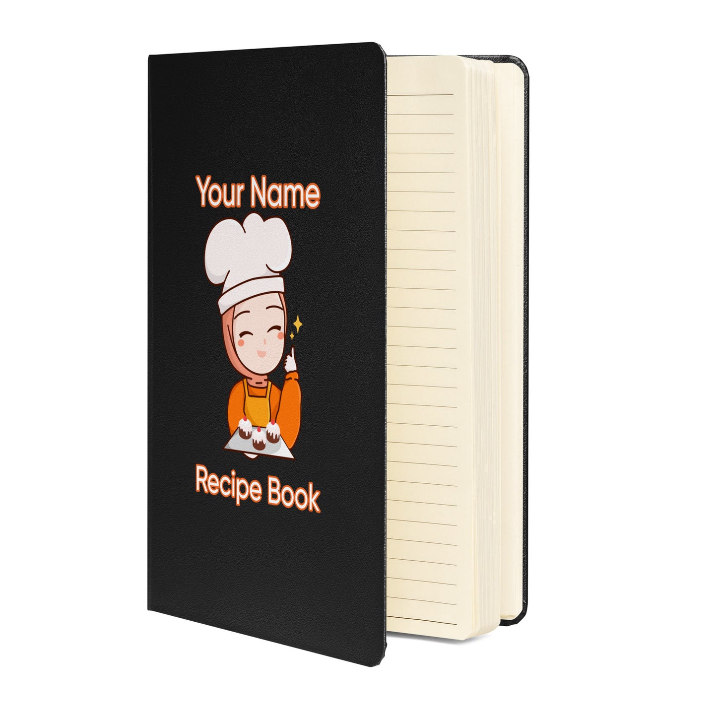Personalized Custom Name Muslim Hijab Cook Blank Recipe Hardcover bound notebook Hardcover bound notebook