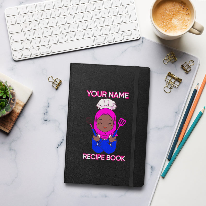 Personalized Custom Name Muslim Hijab Cook Blank Recipe Hardcover bound Journal notebook