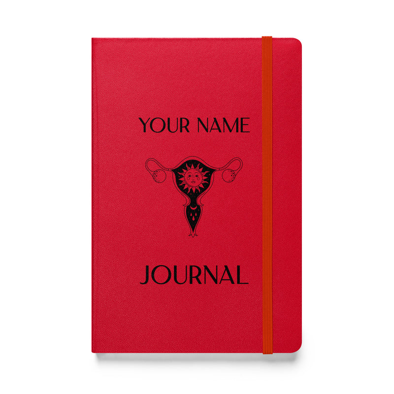 Personalized Moon Cycle Journal Custom Name Woman Teen Menstrual Menstruation Ovulation Tracking Hardcover bound notebook Self Care Blank Lined