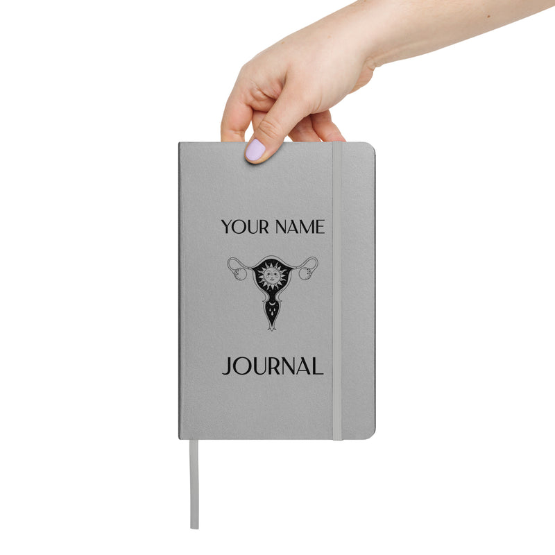 Personalized Moon Cycle Journal Custom Name Woman Teen Menstrual Menstruation Ovulation Tracking Hardcover bound notebook Self Care Blank Lined