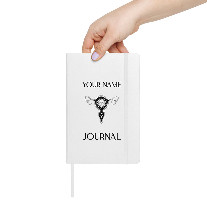 Personalized Moon Cycle Journal Custom Name Woman Teen Menstrual Menstruation Ovulation Tracking Hardcover bound notebook Self Care Blank Lined