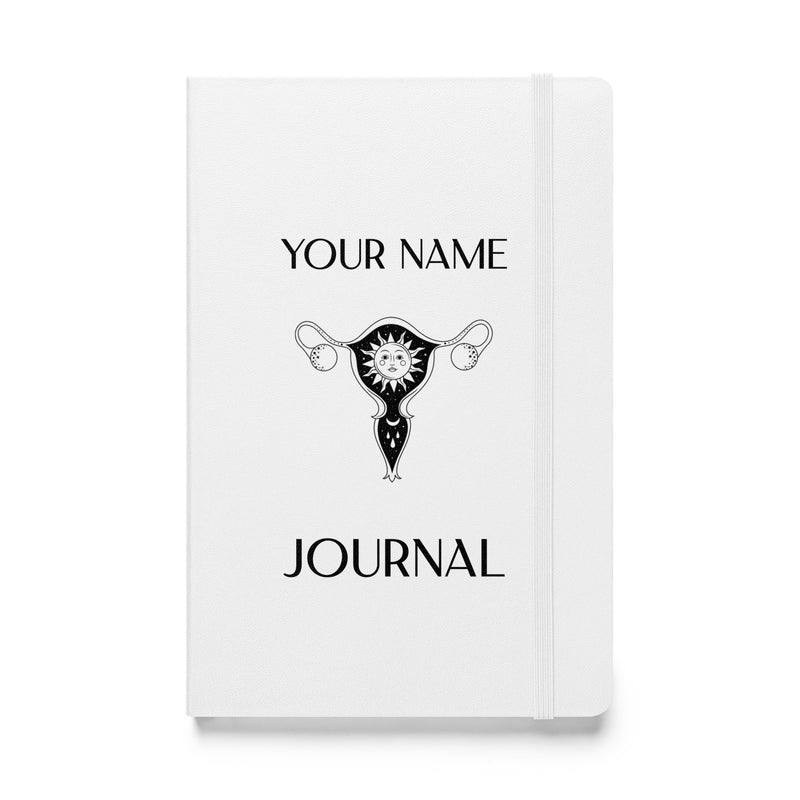 Personalized Moon Cycle Journal Custom Name Woman Teen Menstrual Menstruation Ovulation Tracking Hardcover bound notebook Self Care Blank Lined