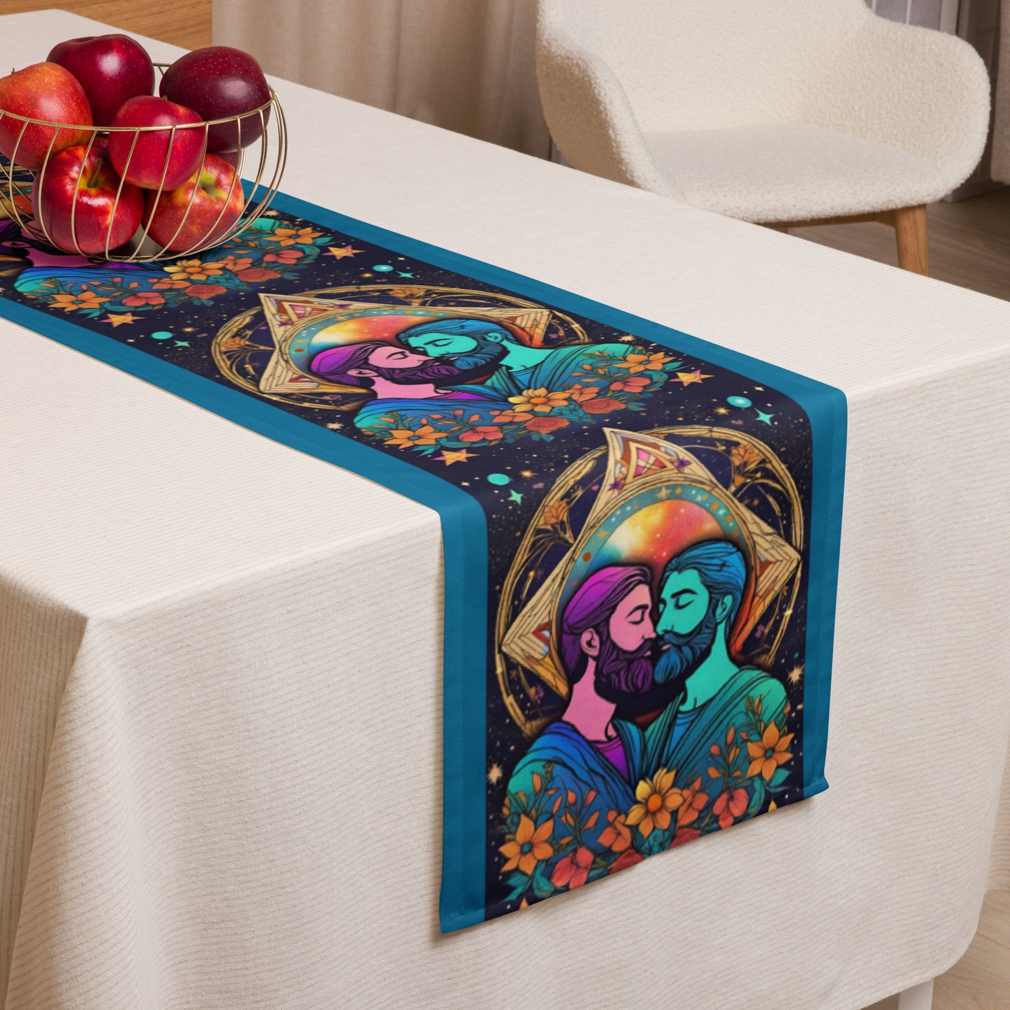 Infinite Connections: The Internal Lovers Table Runner for (Cerulean Blue)